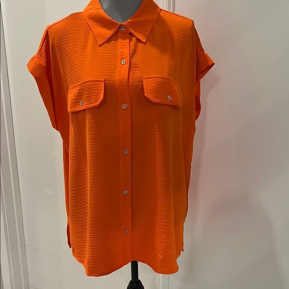 Michael Kors Bright Orange Button-Up Shirt